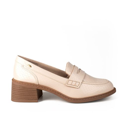 Sapato Dakota  Loafer de Salto Bloco Bege