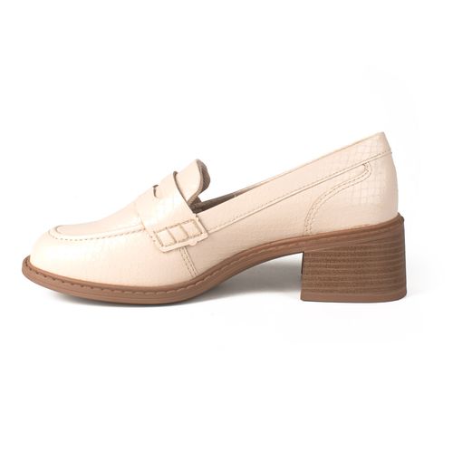 Sapato Dakota  Loafer de Salto Bloco Bege