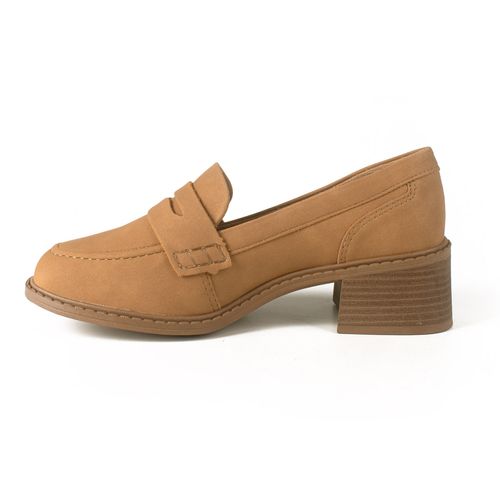 Sapato Dakota  Loafer de Salto Bloco Caramelo