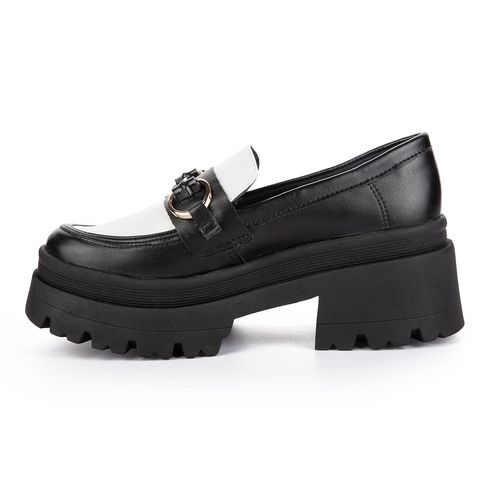 Sapato Tanara  Loafer Preto e Branco