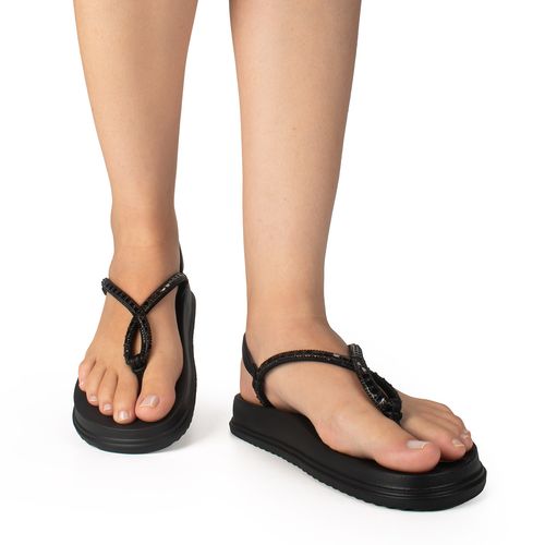 Sandália Dakota  Flatform Preta com Brilhos