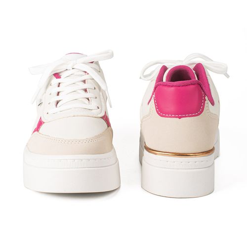 Tênis Dakota  Flatform Branco e Rosa