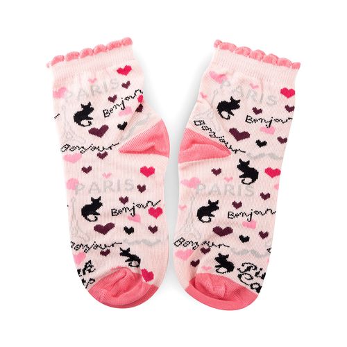 Par de  Meia Pink Cats Rosa