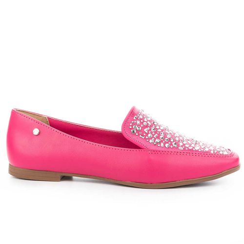 Sapato Tanara  Loafer Rosa com Pedrarias