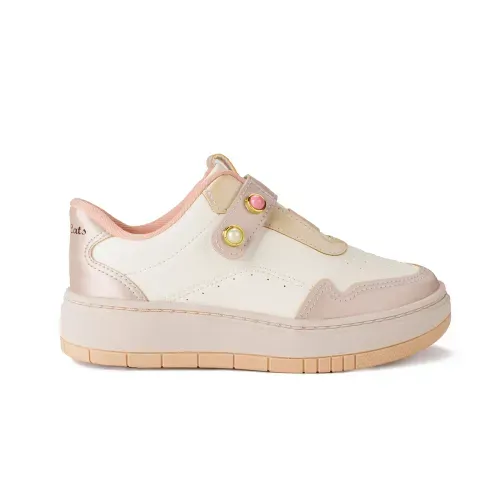 Tênis Pink Cats Infantil Casual Bege e Rosa