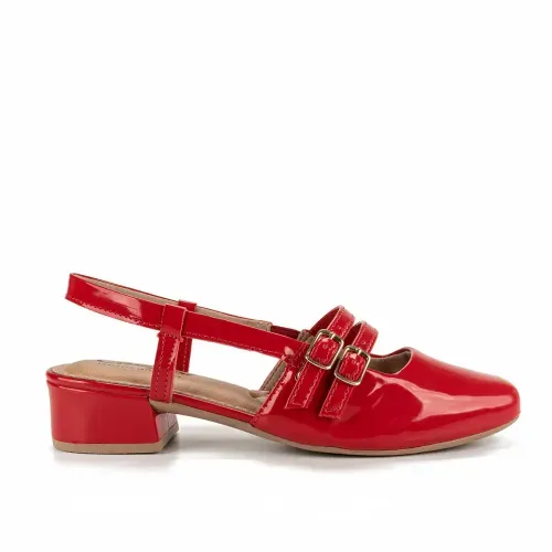 Sapato Campesí de Salto Bloco Vermelho