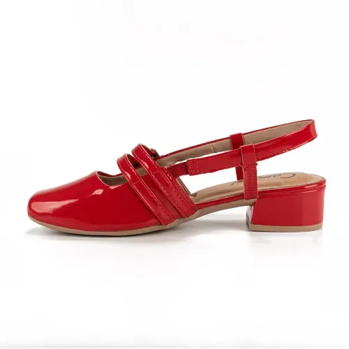 Sapato Campesí de Salto Bloco Vermelho