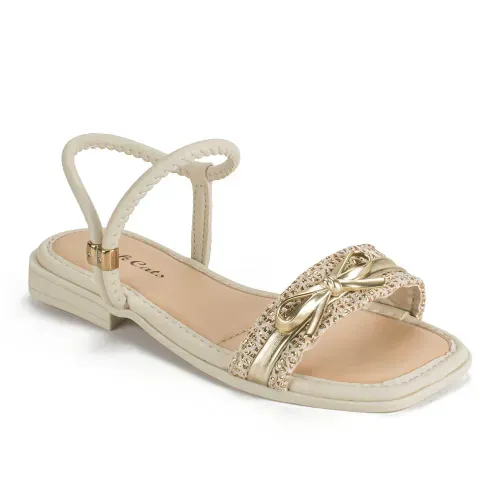 Sandália Pink Cats Infantil Rasteira Bege